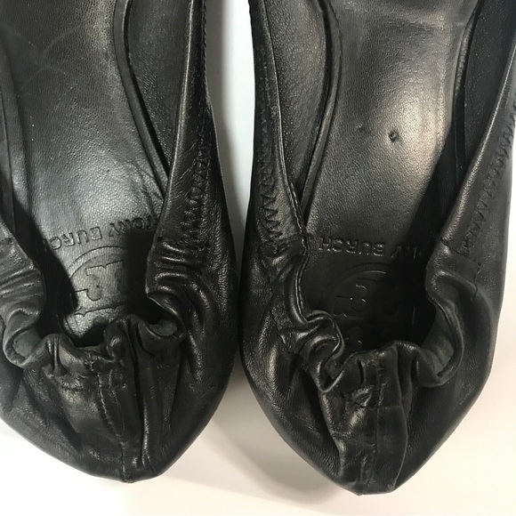 Tory Burch reva leather black  silver ballerina flats size 7M - Picture 7 of 12